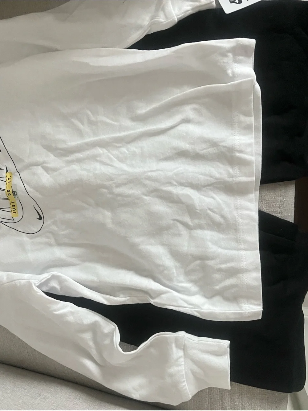 Nike White Long Sleeve Tee with Black and Yellow Logo - Picture 3 of 7